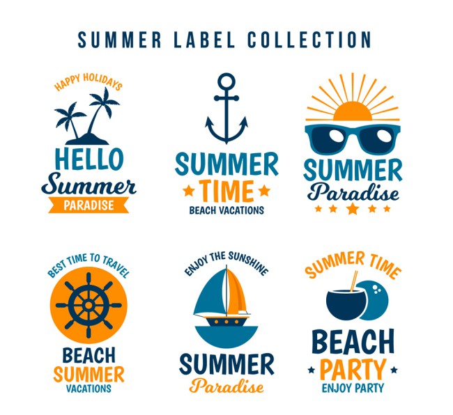 6款创意夏季沙滩标签矢量素材16图库网精选