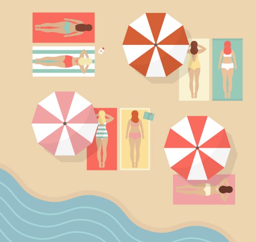 沙滩日光浴场俯视图矢量素材16设计