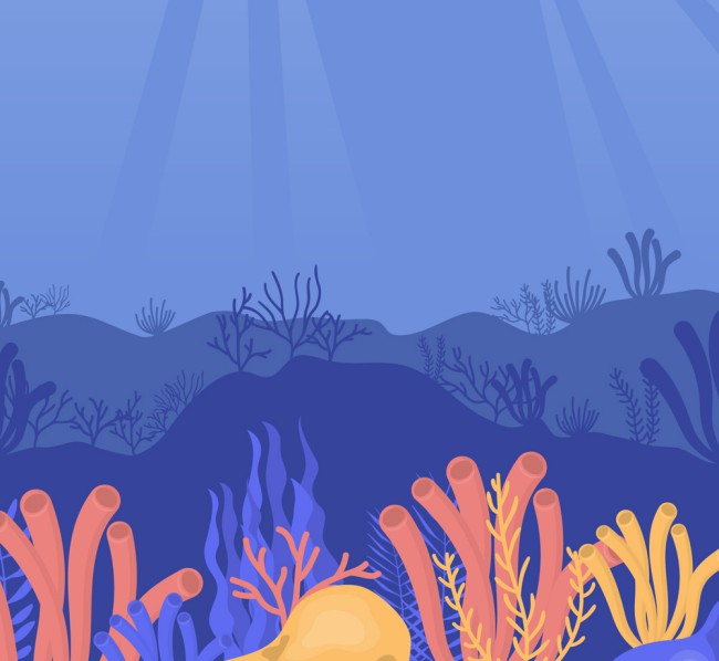 卡通海底珊瑚风景矢量素材普贤居素材网精选