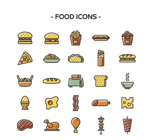 25款彩色食物图标矢量素材16设计网精选