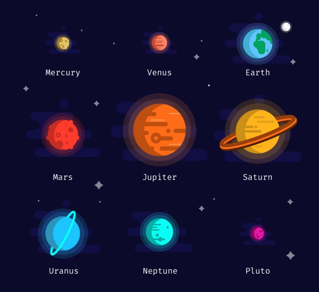 创意太阳系八大行星矢量素材16素材网精选