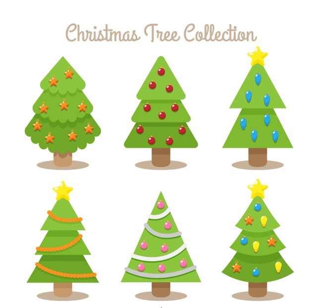 6款彩绘可爱圣诞树矢量素材16图库网精选