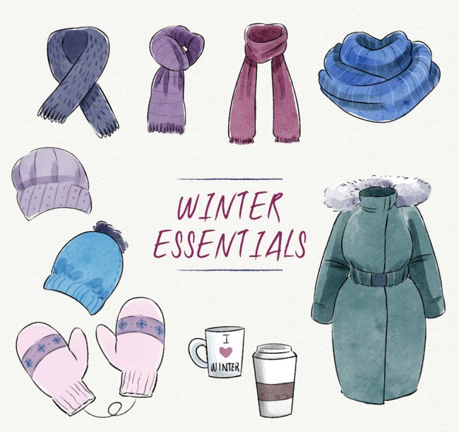 10款时尚冬季配饰和羽绒服矢量素材素材天下精选
