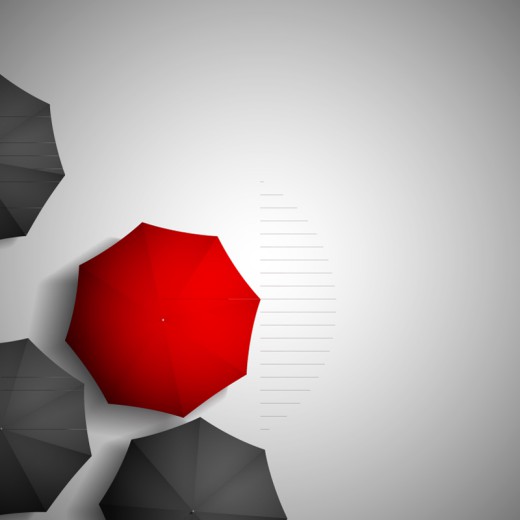 黑伞群中的红色雨伞俯视图矢量素材16素材网精选