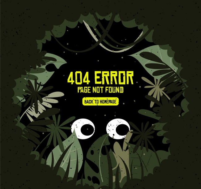 创意404错误页面躲藏的怪兽矢量图