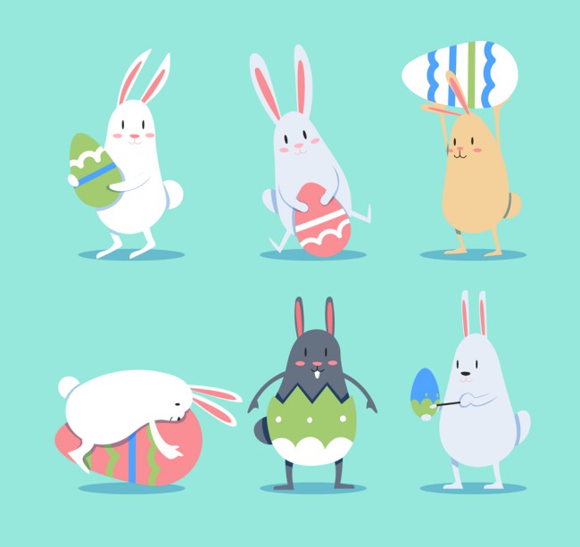 6款创意复活节兔子和彩蛋矢量图16图库网精选