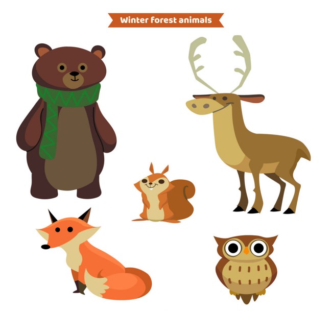 5款创意森林动物矢量素材16图库网精选