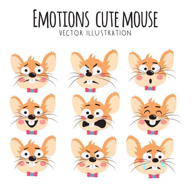 9款卡通老鼠表情矢量素材普贤居素