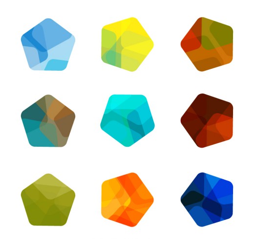 9款彩色五边形标志矢量素材16图库网精选