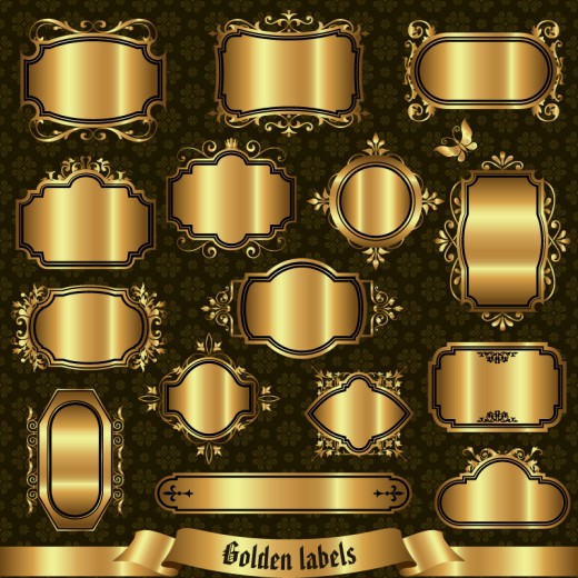 金色光泽质感标签矢量素材16素材网