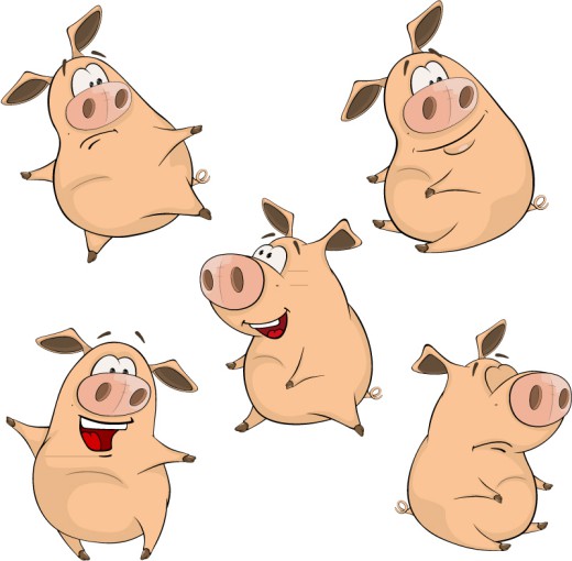 5款可爱卡通猪矢量素材16图库网精选