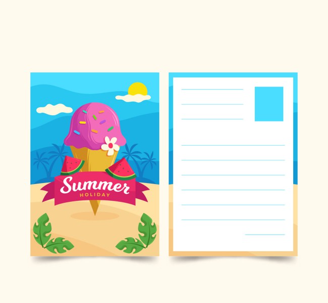 创意夏季冰淇淋明信片矢量素材16图库网精选