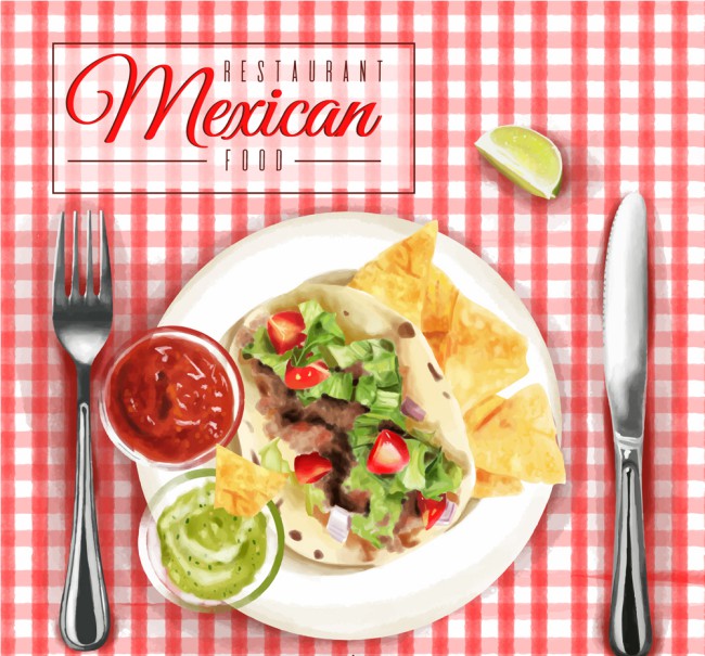 美味餐馆墨西哥菜肴矢量素材素材天下精选