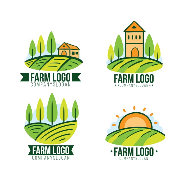 4款绿色农场标志矢量素材16设计网精选