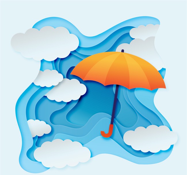 创意云朵和雨伞剪贴画矢量图素材中国网精选