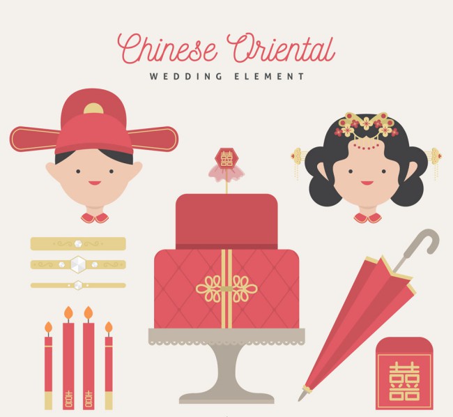 12款创意中式婚礼元素矢量素材素材中国网精选