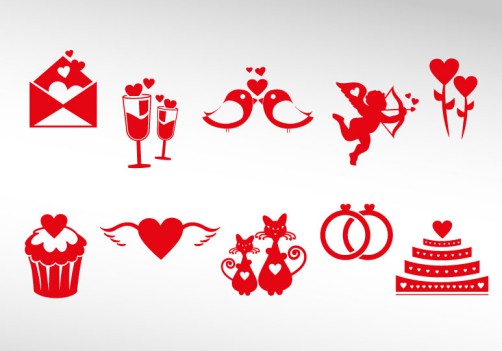 10款红色情人节图标矢量素材16设计