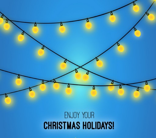黄色彩灯串圣诞祝福卡矢量素材素材