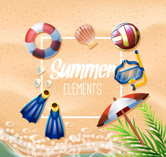 7款创意沙滩上的夏季度假用品矢量图16设计网精选