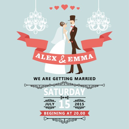 浪漫婚礼海报设计矢量素材16素材网