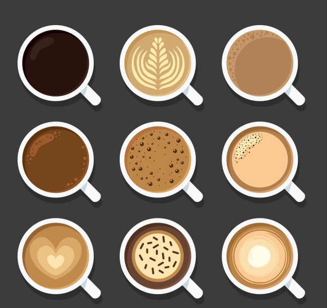 9款美味咖啡俯视图设计矢量素材普贤居素材网精选