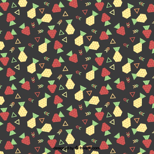 抽象菠萝和草莓无缝背景矢量图16设计网精选