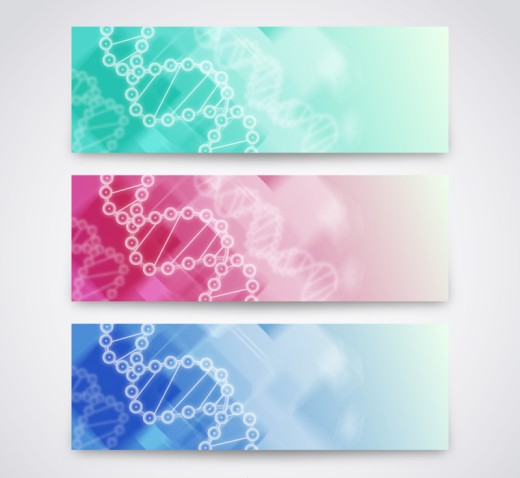 3款彩色DNA分子banner矢量素材素材