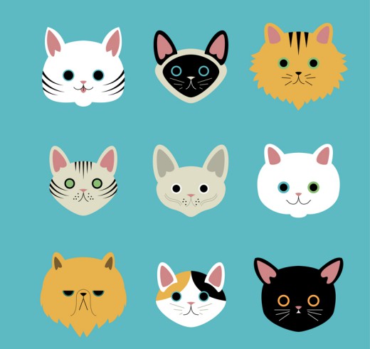 9款卡通猫咪头像矢量素材16图库网精选