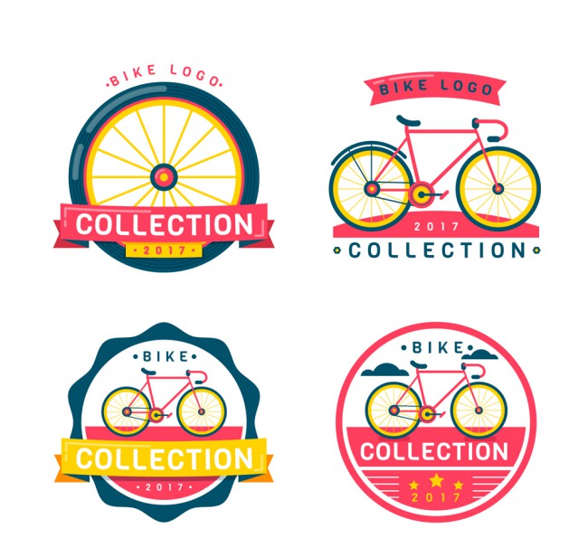 4款创意自行车标志设计矢量素材16图库网精选