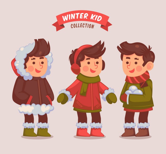 3款冬季着装男孩矢量素材16图库网精选
