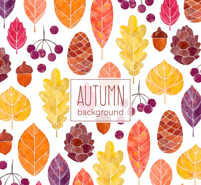 彩色秋季元素无缝背景矢量素材16素材网精选