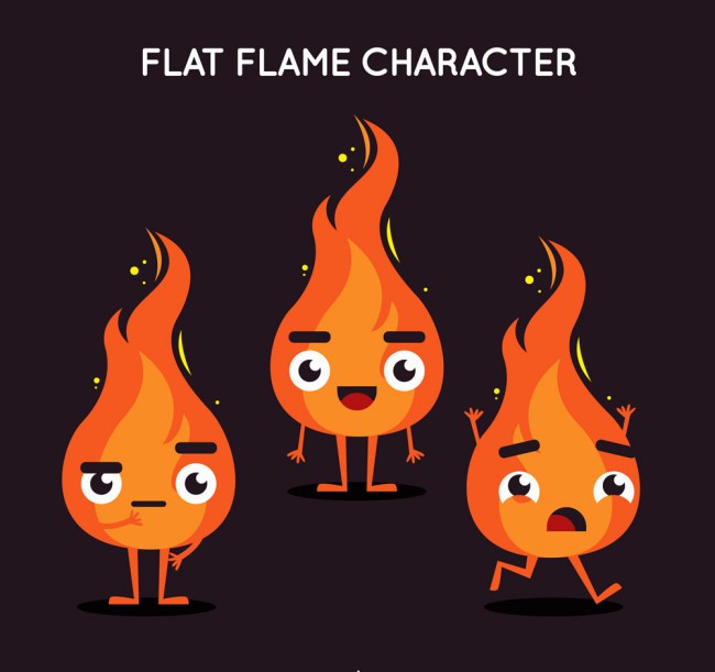 3款卡通可爱表情火焰矢量素材16图库网精选