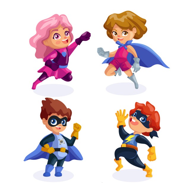 4款卡通超级英雄儿童矢量图16设计