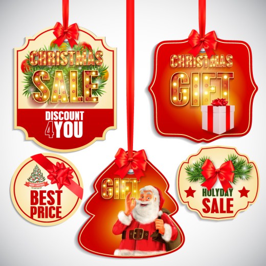 5款圣诞节促销标签矢量素材素材中国网精选