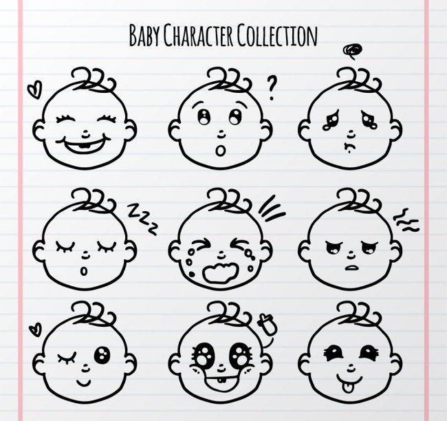 9款手绘婴儿表情头像矢量图16设计网精选