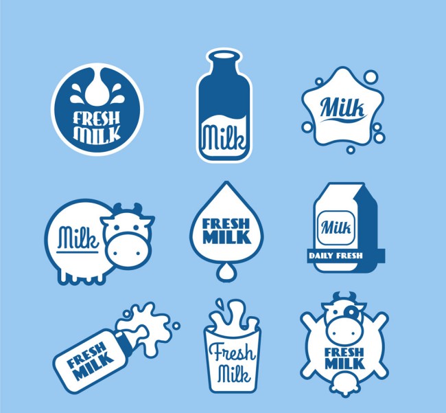 9款蓝色牛奶标签矢量素材16图库网精选