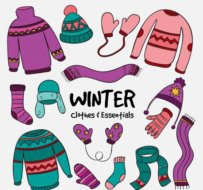15款彩色花纹冬季衣物矢量素材16素材网精选