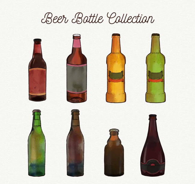 6款手绘瓶装啤酒矢量素材16设计网