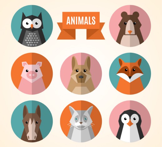 8款动物头像设计矢量素材16图库网精选
