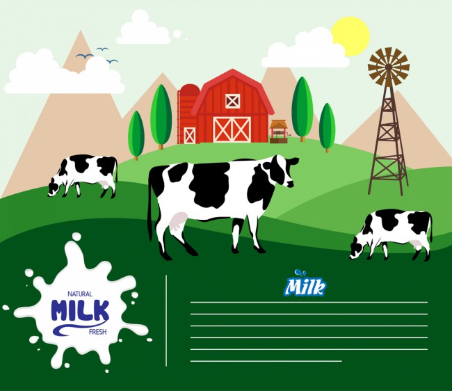 创意农场奶牛新鲜奶产品海报矢量图16图库网精选