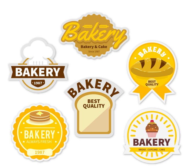 6款金色面包房标签设计矢量图素材中国网精选