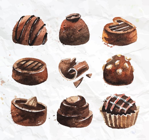 9款水彩巧克力甜食矢量素材16图库网精选