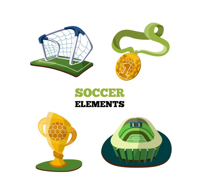 4款彩色立体足球元素矢量素材素材