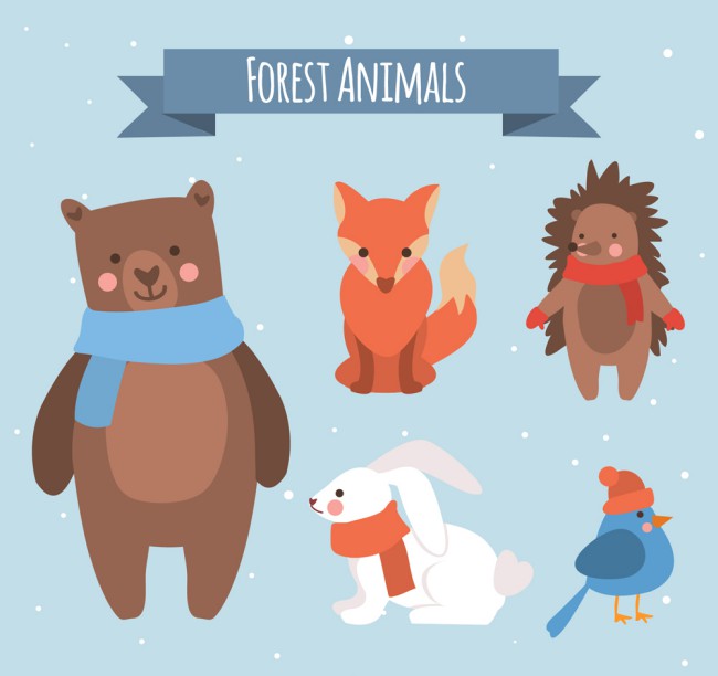 5款创意微笑冬季动物设计矢量素材16图库网精选