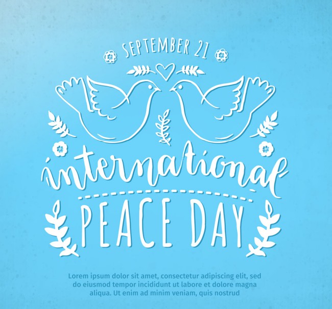 白色国际和平日白鸽艺术字矢量素材