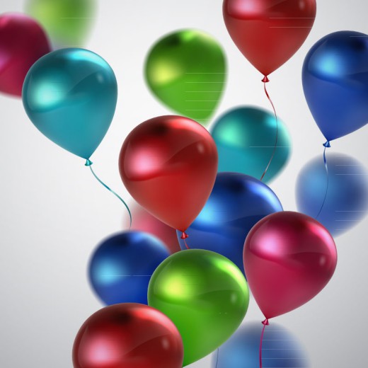 彩色缤纷逼真光泽气球矢量素材16素材网精选