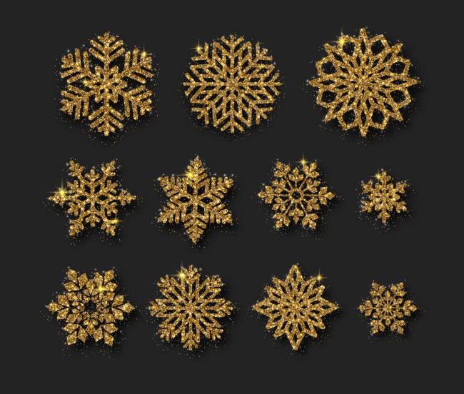 11款金色闪亮雪花设计矢量图素材中国网精选