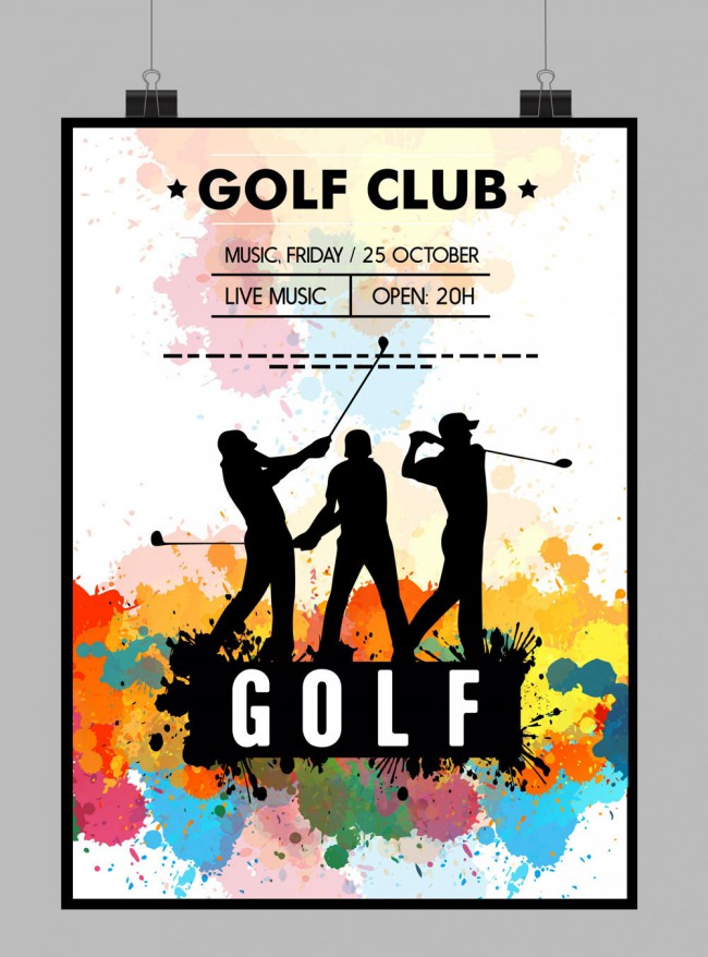 创意高尔夫俱乐部海报矢量素材素材