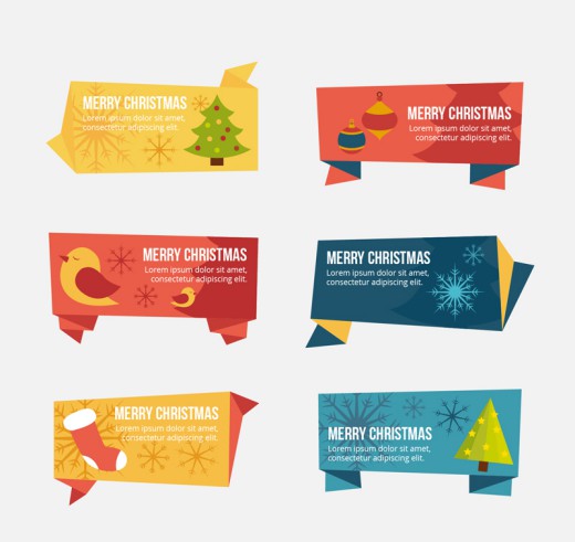 6款圣诞节折纸标签矢量素材16设计