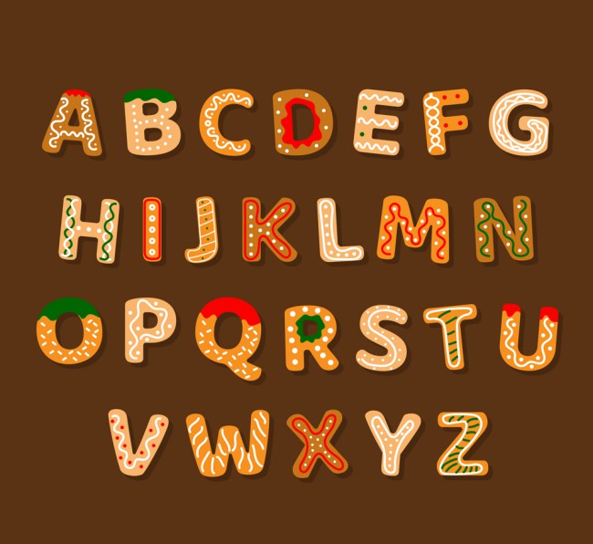 26个创意大写字母饼干矢量素材素材天下精选